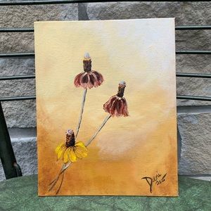 Mexican Hat Trio Flower Painting Signed 8” x 10” Unframed